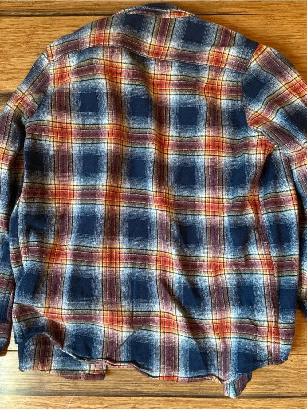 Kids Plaid Button-Up flannel Shirt in Blue and Orange